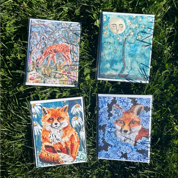 The Wildflower Company Set of 4 Watercolor Art Greeting Cards - Picture 1 of 6